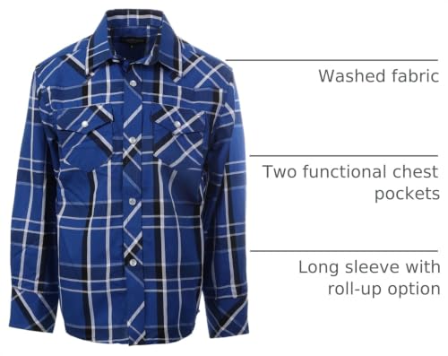 Image of Gioberti Boys Casual Western Plaid Long Sleeve Pearl Snaps Shirt