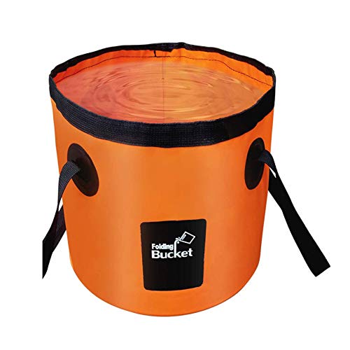 Seau pliable portable extérieur orange grand conteneur de camping 20L