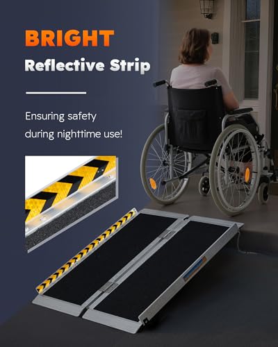 HABUTWAY 3ft Wheelchair Ramps for Home Steps, Portable Wheelchair Ramp Holds up to 800Lbs, Threshold Ramp with Non-Slip Resistant Surface, Ramps for Wheelchairs for Home, Stairs, Steps, Doorways