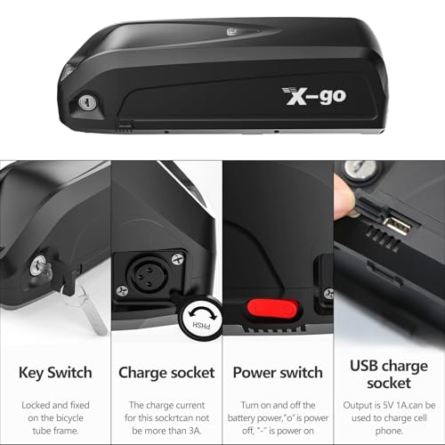 Miniatura 2 de X-Go Bateria Bicicleta Electrica 48v 13ah Con Cargador Y Placa Base De 5 Pines, Batería Ebike Li-Ion Para Motor 250w 350w 500w 750w 850w 1000w