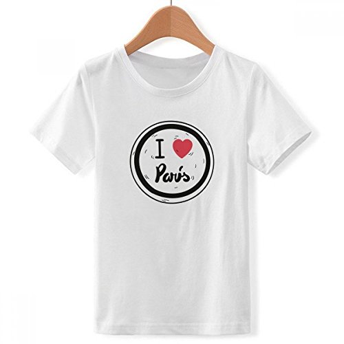 T-Shirt Blanc Ras du Cou I Love Paris Motif Garçon X-Grand Multicolore