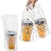 Lawei 500 Pack Handle Drinking Poly Bags, Clear 1-Cup Plastic Drinking Bags with Handle for Delivery, Packaging Drink Carriers for Take Out Beverage Coffee Juice, Stores Restaurant, 11.2 x 6 In
