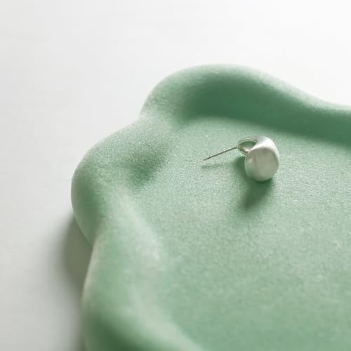 Image of Jewelry Dish Trinket Tray for Women, Ring Dish Holder, Unique Cloud Shape Ceramic Plate Cute Things Vanity Aesthetic Room Decor Mother's Day Birthday (Flocked Green)