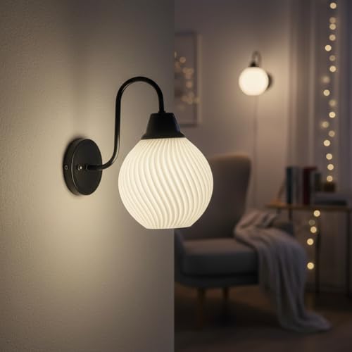 Image of Wall Lamp for Living Room | Wall Light Bedroom, Wall Decor with 7-INCH Unbreakable Polycarbonate Lampshade and Metal Fitting(with Bulb) (Dune)