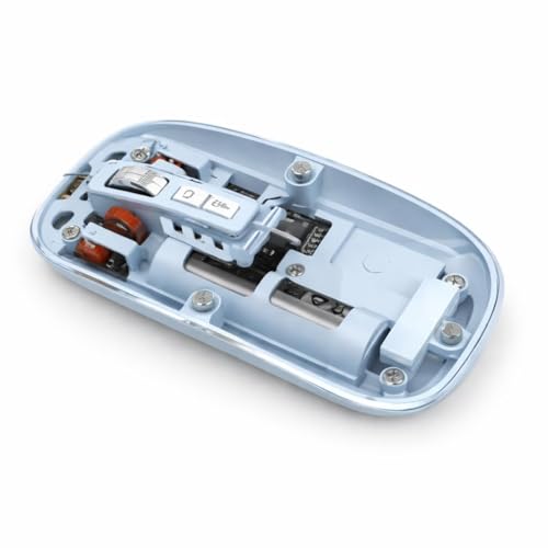 Image of PhT2102 Slim Wireless Mouse with Transparent Cover, 2.4GHz and Dual Bluetooth, Rechargeable, Adjustable DPI, LED for Laptop, PC and Tablet, Blue BTWMOUSE