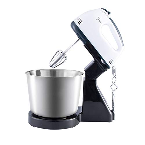 JHNEA Batidora Amasadora con Movimiento Orbital y Bol de 1.7L Repostería 100 W con 7 Velocidades y Función Turbo 2 Varillas para Batir y Amasar Panadería,White
