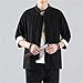 Shirts Men Tops Tang Suit Linen Half Sleeve Solid Traditional Kung Fu Hanfu Shirt Vintage Casual Tshirts Plus Size(Pink,XL 65-71KG)
