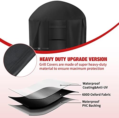 Kettle BBQ Cover,Round Barbecue Cover Kettle BBQ Cover Waterproof 600D Heavy Duty Oxford Fabric Round BBQ Grill Cover Rip-Proof,Dust-proof&Anti-UV for Weber Charcoal Grills 30 Inch(74 x 79cm)