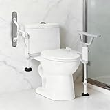 AbyssZen Folding Toilet Safety Rails - Adjustable Bathroom Support Frame with Foldable Arms for Elderly, Seniors, Post-Surgery Recovery, and Pregnant Women - Tool-Free Installation, Sturdy Grab Bar