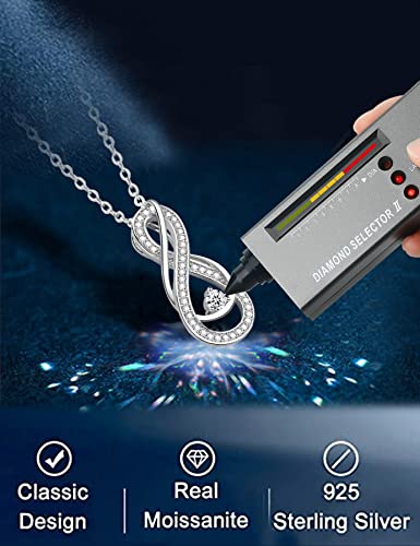 Silvernana Moissanite Necklaces For Women Lab Created Diamond Infinity Necklace 18K White Gold Plated Sterling Silver Pendant Necklace #TOP1