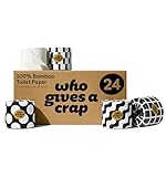 Who Gives A Crap Rollo de papel higiénico de bambú premium, el doble de largo, respetuoso con el medio ambiente y sostenible, caja de 24 (3 capas, 370 hojas) lujosamente suave, fuerte, sostenible,