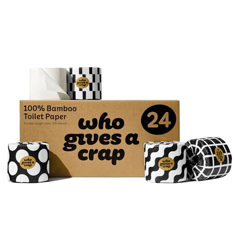 Who Gives A Crap Premium Bamboo Twice as Long Toilet Roll Box of 24 (3-Ply 370 Sheets) Luxuriously Soft Strong Sustainable Biodegradable & Plastic-Free