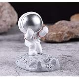 DEMI LOUS スマホホルダー かわいい 卓上 iphone向け 各種 スマホ スタンド 携帯スタンド 宇宙飛行士 スマホスタンド キャラクター デスクメモホルター mini ipad (プッシュポーズ シルバー)