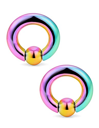 Ftovosyo PA Monster Screwball CBR Captive Bead Rings - Large Septum, Ear Gauges & Earrings, 2G 6mm 316L Surgical Steel Pierced Body Jewelry for Women & Men