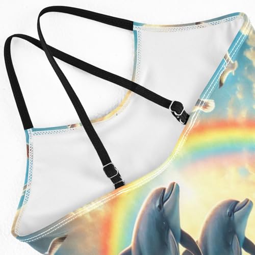 Ocean Rainbow Dolphins Girls Swimsuit Bathing Suit Summer Beach Swimwear One Piece Swimsuits4