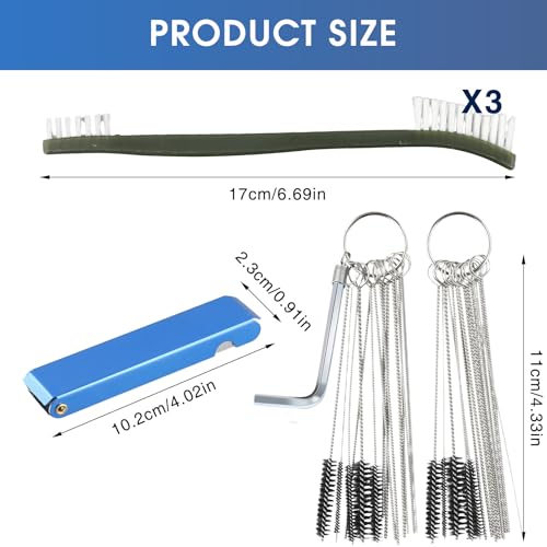 Image of Carburetor Cleaning Kit, Carb Brush Needle Cleaner Set, Torch Tip Tool Kit For Welder Chainsaw