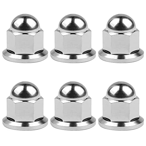 Image of Titanium M6 M8 M10 Dome Head Acorn Nuts for Bicycle Motorcycle Exhaust Pipe Car Pack of 6 (M10, Silver)
