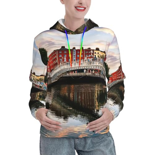 Sweat à capuche femme River Dublin imprimé Ha Penny Bridge EdWal ajusté