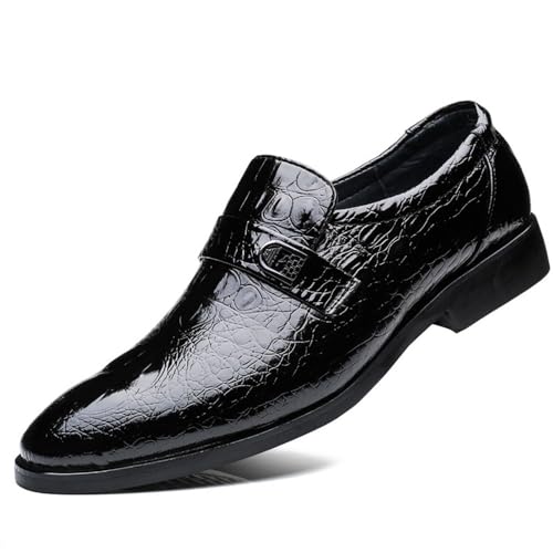 Oxford Dress Shoes for Mens Anti-Slip Non Slip Rubber Sole Block Heel Low Top Prom Party Breathable Slip-on Italian Leather