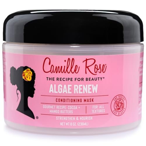 Camille Rose Conditioning Mask, Algae Renew – Deep Conditioner for Dry, Damaged Hair, Strengthening & Revitalizing Moisture, Frizz Control, 8 Oz