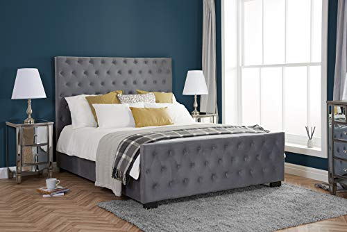 Image of Birlea, Marquis Fabric Bed, Grey Velvet, 180cm