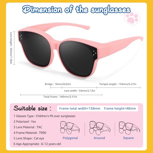 Xfeel Kids Sunglasses Over Prescription Glasses Sun Glasses for Age 6-12 Boy Girl Shades Polarized Fit Over Sunglasses3