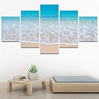 SIGNWIN 5 Panel Canvas Wall Art Modern Art Beach Coastal Expressive Global Multicolor Photography for Home Decorations Ready to Hang - 60