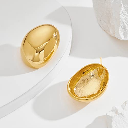 Gold Silver Big Oval Dome Circle Square Ball Wide Hoop Earrings Geometry Statement Earrings for Women Girls 5