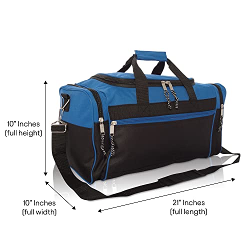 Image of DALIX 21 inch Blank Sports Duffle Bag Gym Bag Travel Duffel with Adjustable Strap in Royal Blue