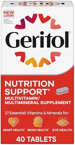 Geritol, Multivitamin Supplement, Contains B-Vitamins, Antioxidants, Vitamins C, E & D and Iron, 27 Essential Vitamins and Minerals, Gluten-Free, Non-GMO, No Artificial Sweeteners, 40 Tablets