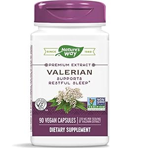 Nature’s Way Valerian, Non-GMO, Gluten Free, 220 mg per serving, 90 Capsules