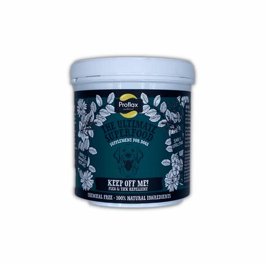Proflax Keep off Me! Flea & Tick Powder for Dogs flea treatment for dogs - Effective Flea Repellent Superfood Supplement for Dogs with All Natural Ingredients Brewers Yeast, Neem, Garlic, Ginger 450g