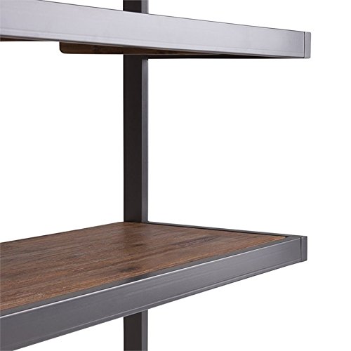 Simplihome Erina Solid Acacia Wood And Metal 66 Inch X 36 Inch Modern Industrial Bookcase In Rustic Natural Aged Brown With 4 Shelves, For The Living Room, Study And Office #TOP4