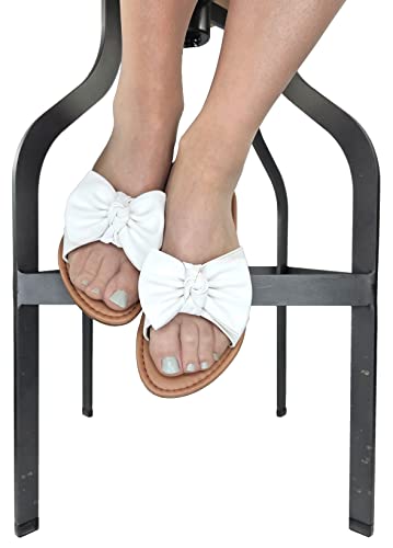 Image of Tiara Women's Bow Sandals, Slip On Flat Slides with Bow Detail | Cute Summer Sandals, Cushioned for All-Day Comfort - Great for Beach, Vacation & Everyday Wear