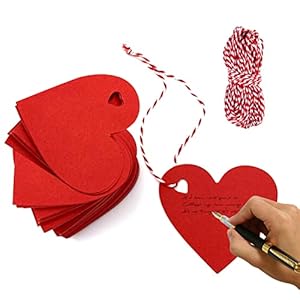 Keugt 100 Stück Rote Herz Geschenkanhänger