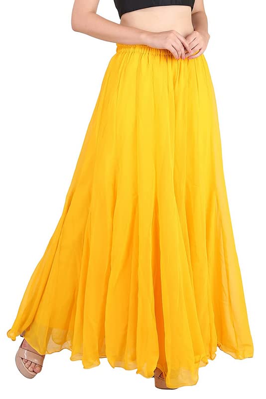 kvish Regular Loose Fit Solid Colour Georgette Flared Sharara Palazzo for Women (Yellow-XX-Large)-picture-16