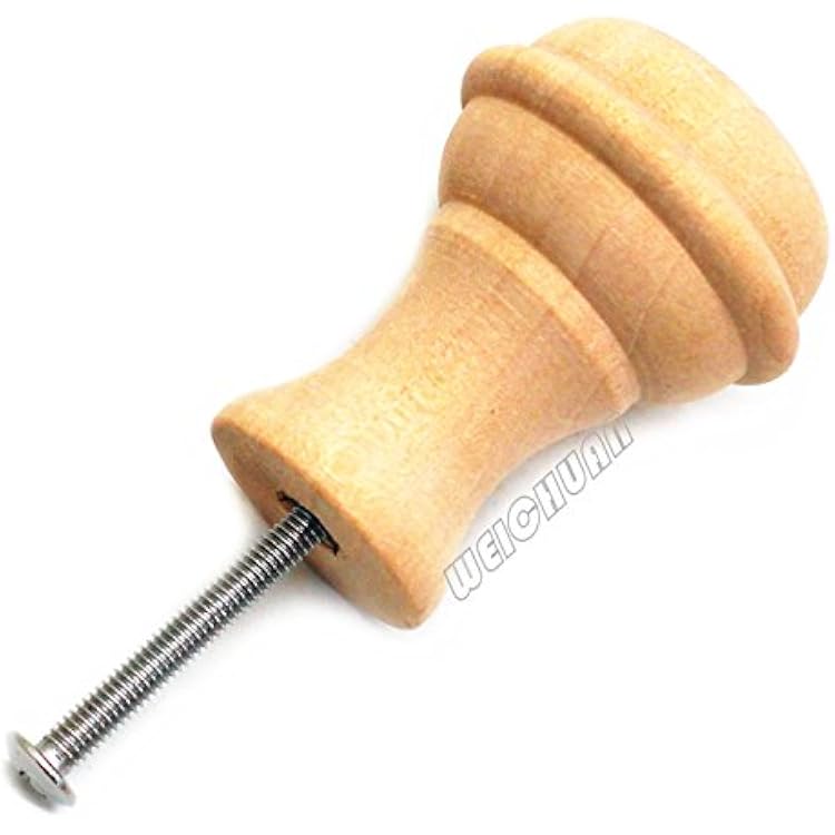 WEICHUAN 15PCS Mushroom Shape Wood Unfinished Cabinet Furniture Drawer Knobs Pulls Handles (Diameter: 1-3/8 Inches Height: 2 Inch)