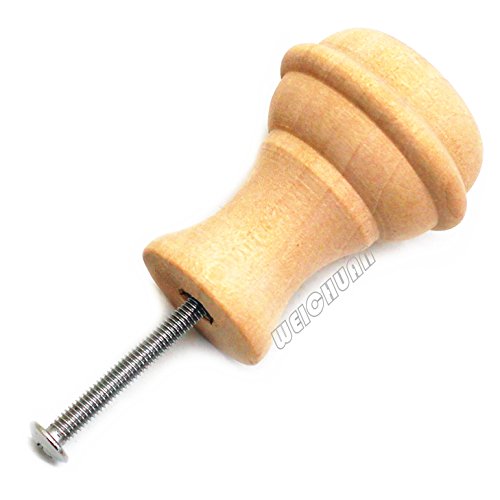 Weichuan 15Pcs Mushroom Shape Wood Unfinished Cabinet Furniture Drawer Knobs Pulls Handles (Diameter: 1-3/8 Inches Height: 2 Inch) #TOP3