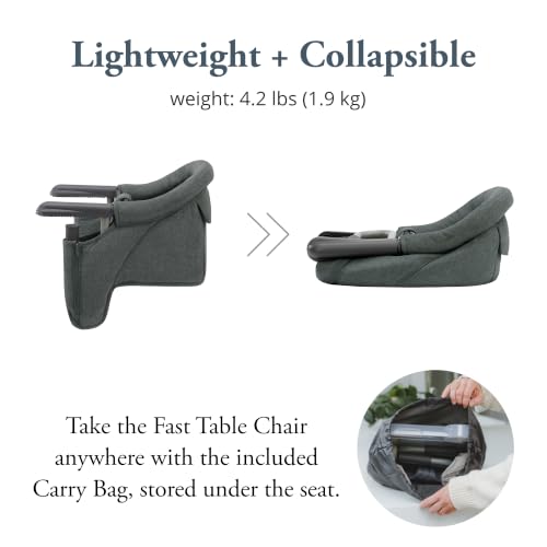 Image of Inglesina Fast Table Chair - Charcoal Gray Melange + Fast Dining Tray - Portable Baby High Chair - for Babies & Toddlers up to 37 lbs - Fits Tables 0.8'' to 3.5'' Thick - Compact - Travel Bag Included