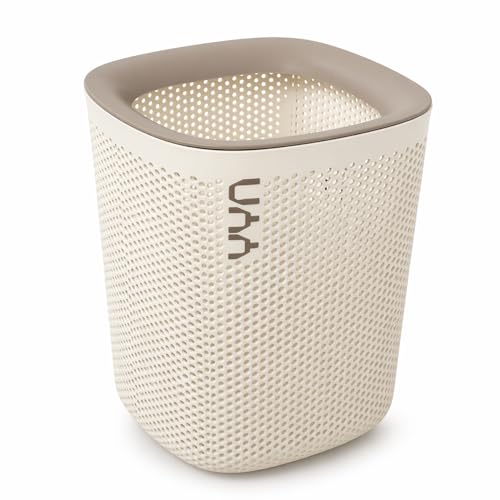 Image of Kriva Plastic Square Open Top Trash Can | 12L Garbage Container Wastebasket | Large Capacity Hollow Dustbin for Bathroom, Kitchen, Office, Laundry, Kids & Dorm (White)