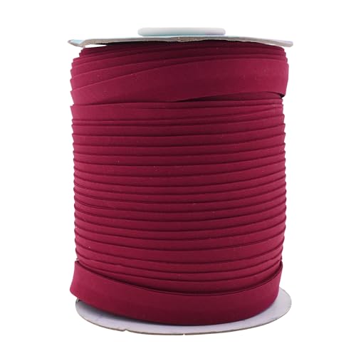 Mandala Crafts 55 Yards 5/8 Inch Burgundy Double Fold Bias Tape for Sewing - Bias Binding Tape for Quilting Binding, Hemming, Seam, and Fabric Piping