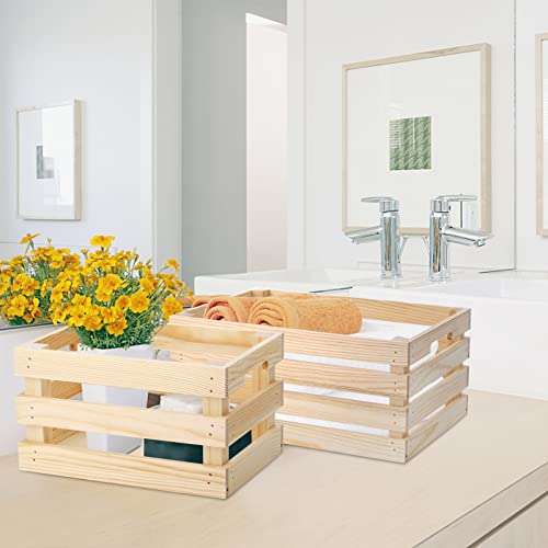 Youeon Set Of 3 Rustic Wooden Nesting Crates With Handles, Decorative Wood Crates, Crate Box Wooden Storage Box For Kitchen, Office, Bedroom, Closet, Rustic Country Decor #TOP4