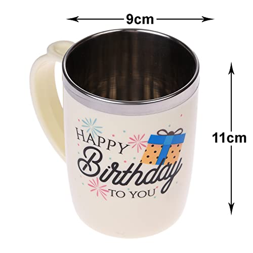 Image of Kuber Industries Insulated Coffee Mug|Stainless Steel Double Wall Tea|Tumbler Cup|Milk Mug with Sliding Lid for Kids & Adults|400 ML (Cream)
