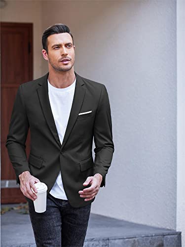 Coofandy Men's Casual Blazer Jacket Slim Fit Sport Coats Lightweight One Button Suit Jacket Black #TOP1