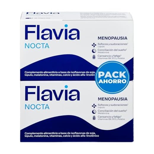 FLAVIA Nocta 2 uds x 30 Comprimidos, Alivia los Síntomas de la Menopausia, Isoflavonas de Soja y Melatonina, Mejora el Sueño, Bienestar de los Huesos, Disminuye Cansancio y Fatiga, Estudios Clínicos