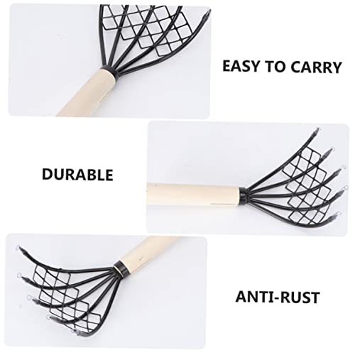 HANABASS 6 Pçs Para - Digger Clam Garra Plana Em Aço Inoxidável - Dente Dente Ancinho Preto - Ferram