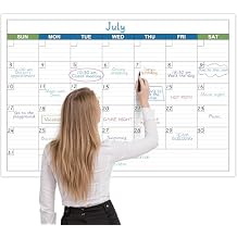 Large Dry Erase Calendar - Undated 1 Month Dry Erase Calendar for Wall, 40" x 28", Erasable & Reusable Laminated Dry Erase Wall Calendar with 10 Round Stickers, Large Space for Office