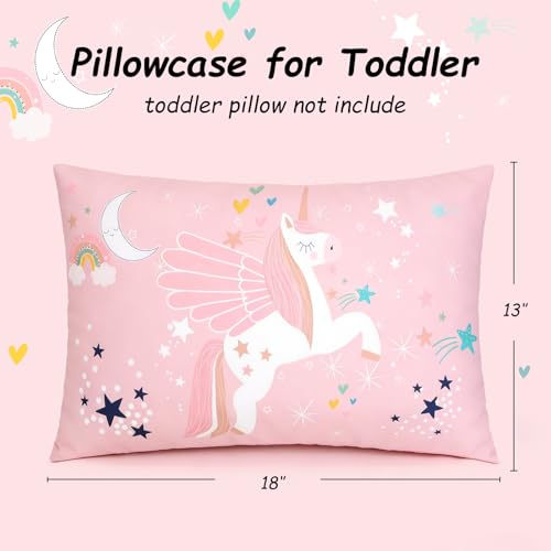 Image of UOMNY Toddler Pillowcases for 13X18 12x16 14x19 Pillow Unicorn Toddler Pillow Case for Girls 2 Pack Kids Pillowcase for Sleepy Pillows Travel Pillowcases Pink /White