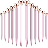 Chinco 12 Pieces Heart Shaped Metal Pens Black Ink Retractable Decorative Cute Pens for Women Girl Heart Writing Ballpoint Pens for Valentines Gifts Office School Wedding (Pink)