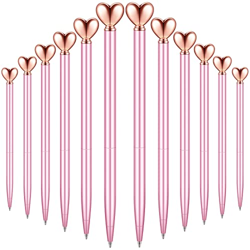 Chinco 12 Pcs Heart Shaped Pens Black Ink, Pink
